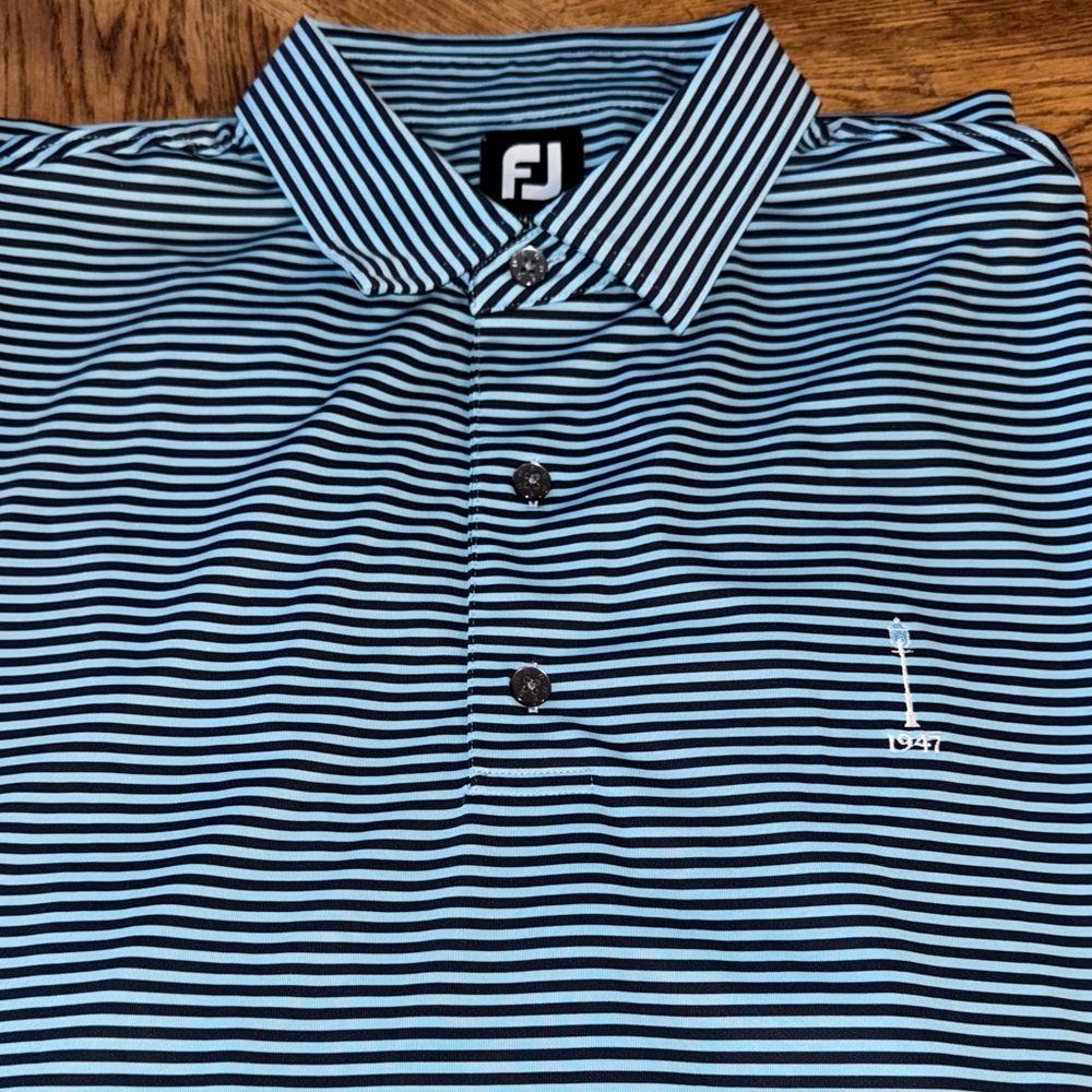 FootJoy Black and Blue Striped Golf Polo Shirt